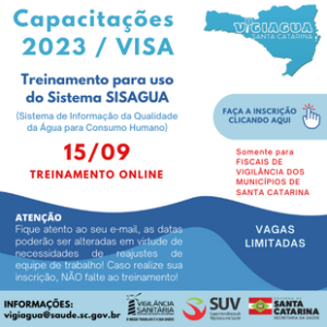 Treinamento para uso do SISAGUA (Sistema de Informações de Vigilância da Qualidade da Água) para VISA – Setembro 2023