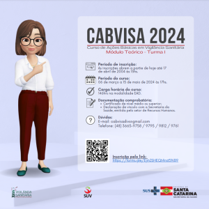 Inscrições para o Curso de Ações Básicas em Vigilância Sanitária - CABVISA 2024 
